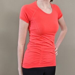 Athleta Coral workout top ruching Breathe Tee